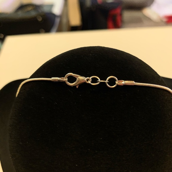 New 22” 925 Silver necklace with cross and rhinestone charm ( charm is not 925 ) - Picture 3 of 6